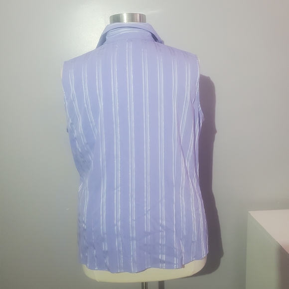 **3/20 notations purple stripe button up top plus size 2x - Picture 4 of 6